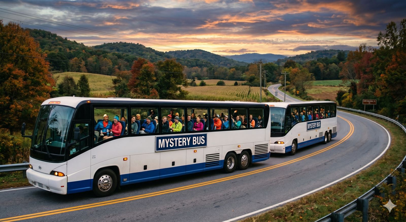 Mystery bus carrying runners to the Heart of the South start line